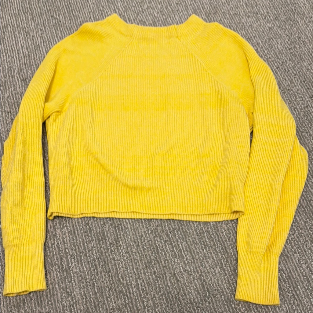 Yellow Ribbed Knit Sweater